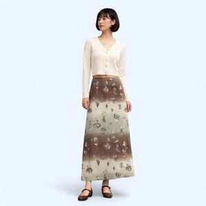 Mojo Vintage Y2K Floral Maxi Skirt L/XL | Whimsigoth Fairycore Brown Side Slit